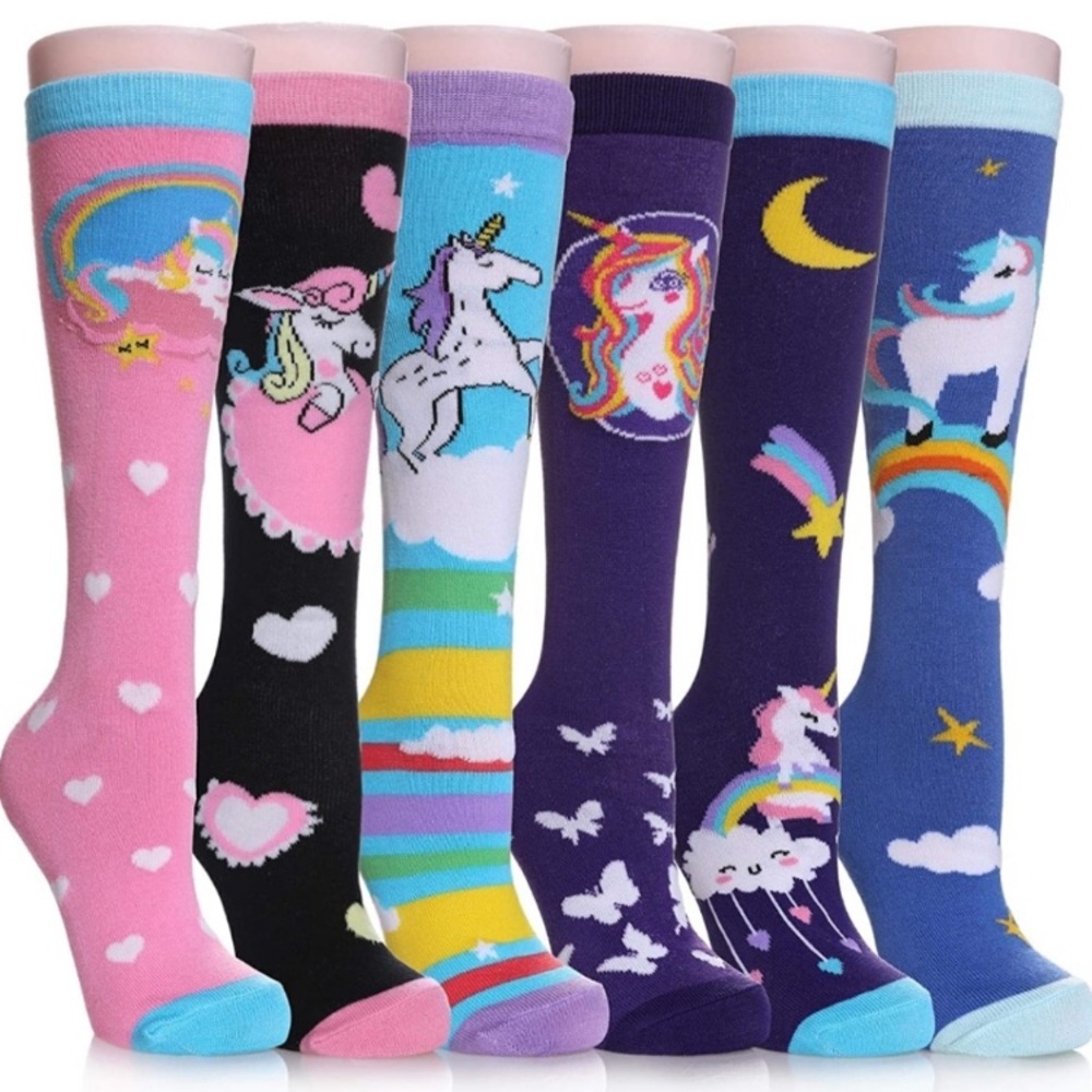 🆕️ Girls Knee High Socks Cartoon Animal Patterns